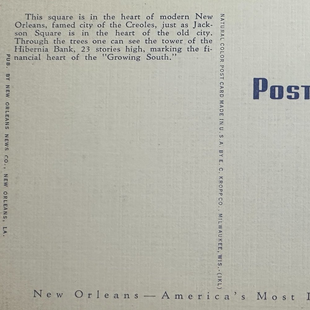 Vintage Louisiana Postcards (Lot of 5): Hotels, Charity Hospital, Lafayette Sq. - Picture 9 of 11